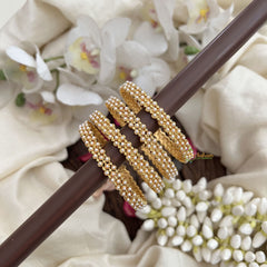 Vriksham Timeless Floral Style Pearl Bangles-Red Green-Set Of 4-G19931