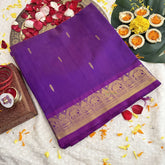 Vriksham Purple With Zari Weaving & Elephant Border Silk Cotton Saree-VS4627