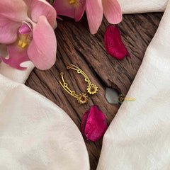 Vriksham Classic Floral Golden Statement EarCuff Stud Earrings-G21214
