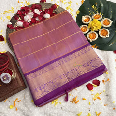Vriksham Double Shade Light Purple With Dark Purple Broader Silk Cotton Saree-VS4645