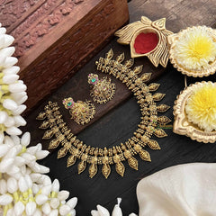 Vriksham Ethnic Temple Gold Toned With Lakshmi Motif Short Neckpiece-G20543