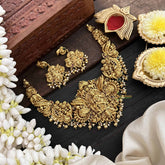 Vriksham Elegant Radha Krishna Idol Golden Touch With Pearl Short Neckpiece-Gold Bead-G20519