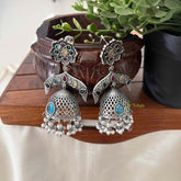 Vriksham Floral Stud Lattice Work With Multi-Color Stones Jhumkas Earrings-S1102
