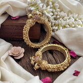 Vriksham Peacock Crown Temple Bangles-Screw Type Bangles-Red Green-G19940