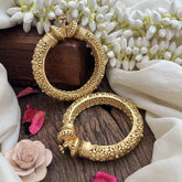 Vriksham Gold Finish Floral Style Bangles-Screw Type Bangles-G19939