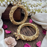 Vriksham Temple Style Peacock Bangles-Screw Type Bangles-Red Green-G19937