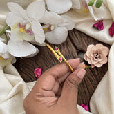 Vriksham Gold Open Cuff Bracelet with Ruby Red Heart Stones Openable Kada-G19945