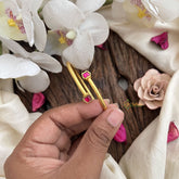 Vriksham Heart Charm Gold-Toned Cuff Bracelet with Ruby Red Accents Openable Kada-G19946