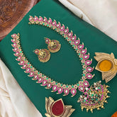 Maanga With Floral Pendant Style Long Necklace-Gold Bead-Vriksham-G22509