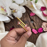 Vriksham Blossom Charm Gold Floral Openable Kada-Red White-G19948