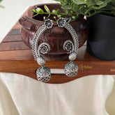 Vriksham Oxidized Silver Floral Ear-Cuff Jhumkas Earrings-Red-S1111