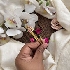 Vriksham Traditional Floral Enamel Openable Kada-Red White Green-G19949