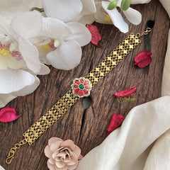 Vriksham Traditional Temple-Inspired Bracelet – Pink & Green Lotus Design-G19950