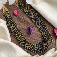 Trendy Black Bead Layered Maala Neckpiece-G14988