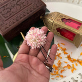 Artificial Pink Shade Jasmine Flower Bun U-Pin Flower Accessories-Vriksham-KH1437