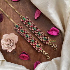 Vriksham Heritage Kemp Style Oval Stone Ear Maatil-Red Green-G19954