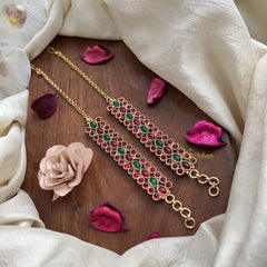 Vriksham Heritage Kemp Style Oval Stone Ear Maatil-Red Green-G19954