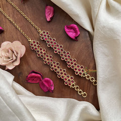 Vriksham Designer Floral Kemp Style Stone Ear Maatil-Red-G19956