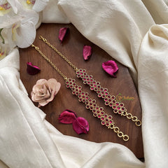 Vriksham Designer Floral Kemp Style Stone Ear Maatil-Red-G19956