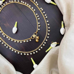 Vriksham Antique Simple Chain Pearls Anklet-G21245