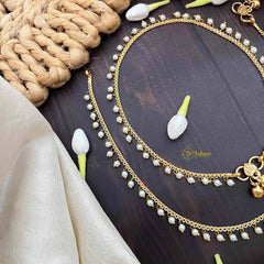 Vriksham Antique Simple Chain Pearls Anklet-G21245