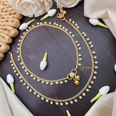 Vriksham Antique Simple Chain Pearls Anklet-G21245