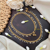 Vriksham Minimalist Golden Chain With Pearls Drop Anklet-G21246