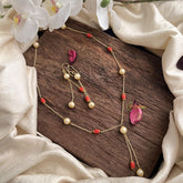 Single Stand Pearl Coral Maala Neckpiece-G14979