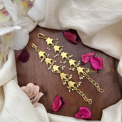 Vriksham South Indian Floral Kundan Jadau Maatil-Red White & Green-Pearl-J3587