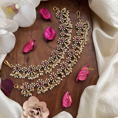 Vriksham Premium AD Stone Single Strand Maatil-Pearl-Red Green-G19972