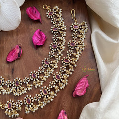 Vriksham Premium AD Stone Single Strand Maatil-Pearl-Red Green-G19972