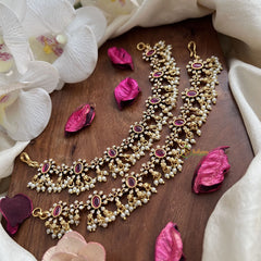 Vriksham Premium AD Stone Single Strand Maatil-Pearl-Red Green-G19972