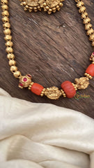 Golden Polish Elephant Beaded Mala-Coral-G15033