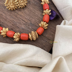 Gold Polish Bead with Coral Mala-G15039