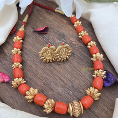 Gold Polish Bead with Coral Mala-G15039