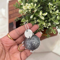 Vriksham Dual Tone Traditional Indian Elephant Motif Dangles & Pearl Fringes Earrings-S1127