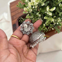 Vriksham Dual-Tone Oxidized Silver and Gold Jhumka Earrings-S1128