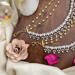 Vriksham Pearl & CZ Diamond Look AD Stone 3 Layer With Pearls Maatil-G19970