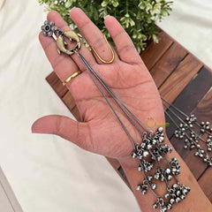 Vriksham Dual-Tone Oxidized Tribal Statement Featuring Long Cascading Bell Chains Earrings-S1131