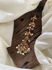 Cultural One Green Stan Right Side Peacock with Maanga Kudan Jadau Maang Tikkli with Seed Pearls and Beads - J2039