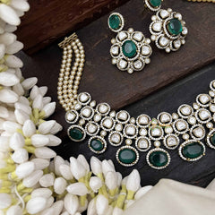 Vriksham Royal Green Polki Bridal With AD Stone Choker Neckpiece-G20521