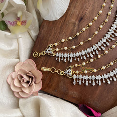 Vriksham Elegant Bridal Pear & Leaf AD Stone 3 Layer With Pearls Maatil-G19964