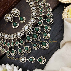 Vriksham Premium Green Tear Drop With AD Stone Statement Choker Neckpiece-G20522