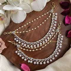 Vriksham Elegant CZ & Pearl AD Stone 3 Layer With Pearls Maatil-G19967