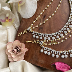 Vriksham Elegant CZ & Pearl AD Stone 3 Layer With Pearls Maatil-G19967