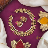 Traditional Guttapusalu Short Necklace-Red-Vriksham-G22519