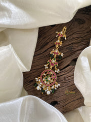 Precious Kundan Jadau Maang Tikka -Swan-Green Bead and Pearls - J2015