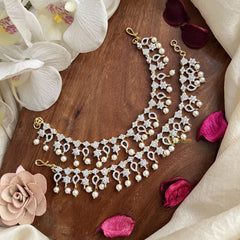 Vriksham Sparkling CZ Stones & Pearl Drops AD Stone 3 Layer With Pearls Maatil-G19969