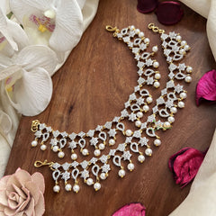 Vriksham Sparkling CZ Stones & Pearl Drops AD Stone 3 Layer With Pearls Maatil-G19969