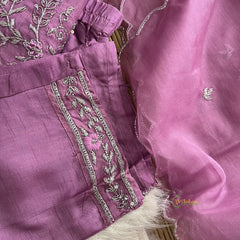 Lavender Stitched Suit Set - Dola Silk - VS3848